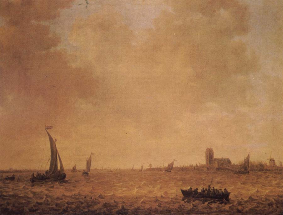 View of Dordrecht across the river Merwede